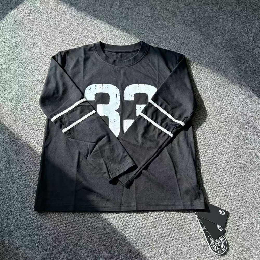 Chrome Hearts Black Long-Sleeve Graphic Tee with White '33'